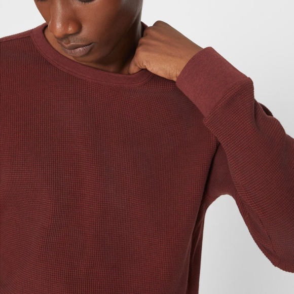 Thermal Long Sleeve Crewneck Sweater - Brand New - NEVER WORN - Dk Brown - Picture 3 of 4